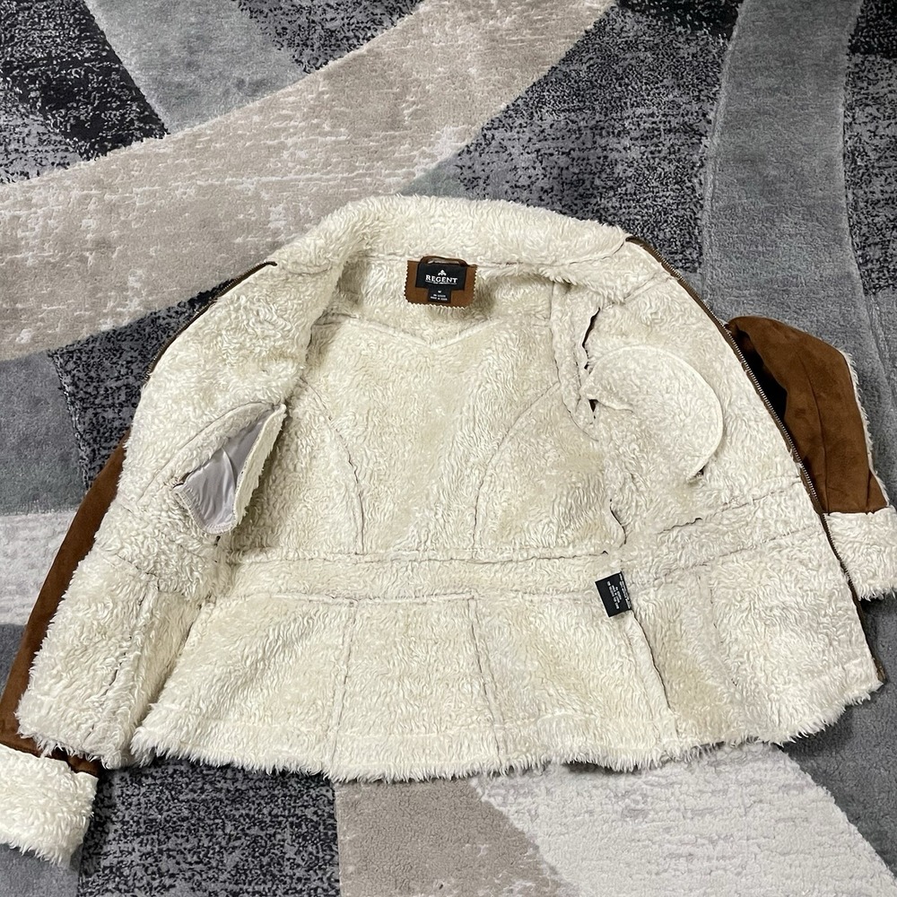 Regent & Company Jacket Faux Suede Women Medium Western Shearling Line Coat Yoke - Picture 8 of 16